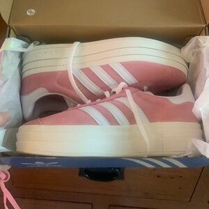 Pink platform adidas gazelle